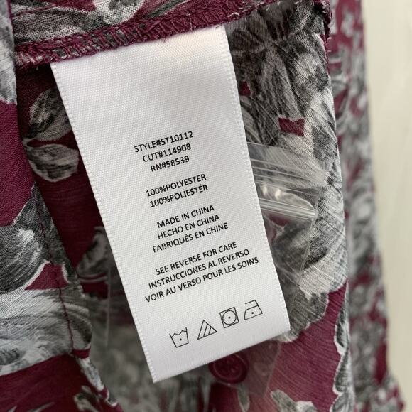 Kut From The Kloth Wine Floral Long Sleeve Sheer Top Small NWT - Picture 4 of 5